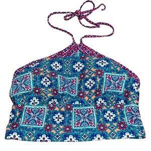 NEW Arizona Jean Company Ocean Blue Geometric Flounce Handkerchief Bikini Top
